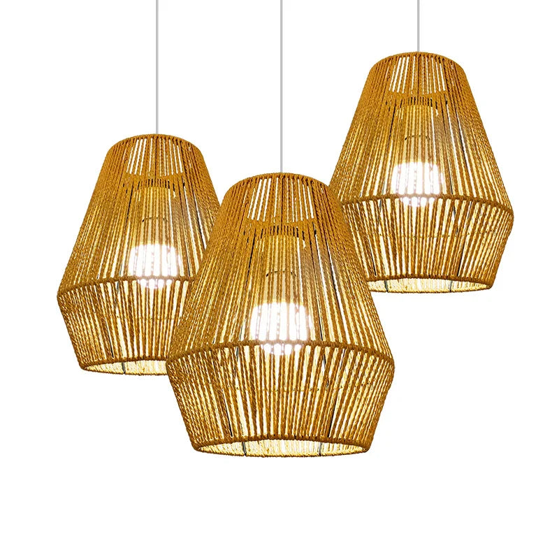Handwoven Rattan Pendant Light – Modern Bamboo Ceiling Lamp for Home & Café