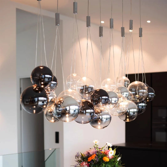 Nordic Glass Ball Pendant Light – Modern Luxury Ceiling Lamp for Living Room, Dining & Interior Decor