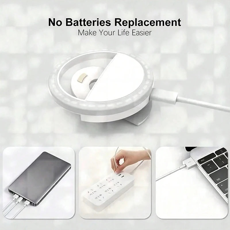 Rechargeable LED Selfie Ring Light for Phones