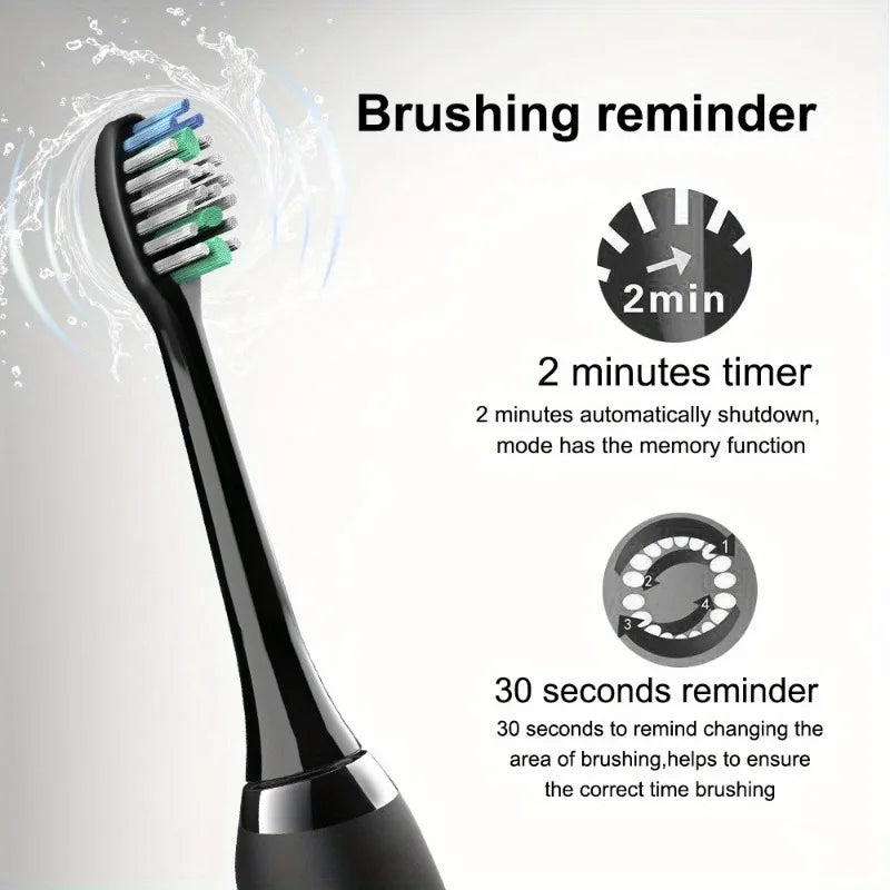 Sonic Electric Toothbrush – 6 Brush Heads, Waterproof, Rechargeable (5 Modes)