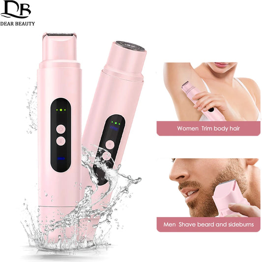 2-in-1 Electric Hair Trimmer – Waterproof Wet & Dry Shaver for Women & Men (Dual Head Grooming Tool)