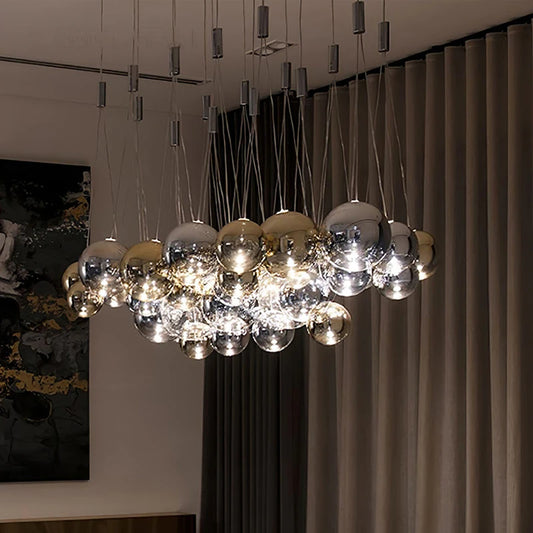 Nordic Glass Ball Pendant Light – Modern Luxury Ceiling Lamp for Living Room, Dining & Interior Decor