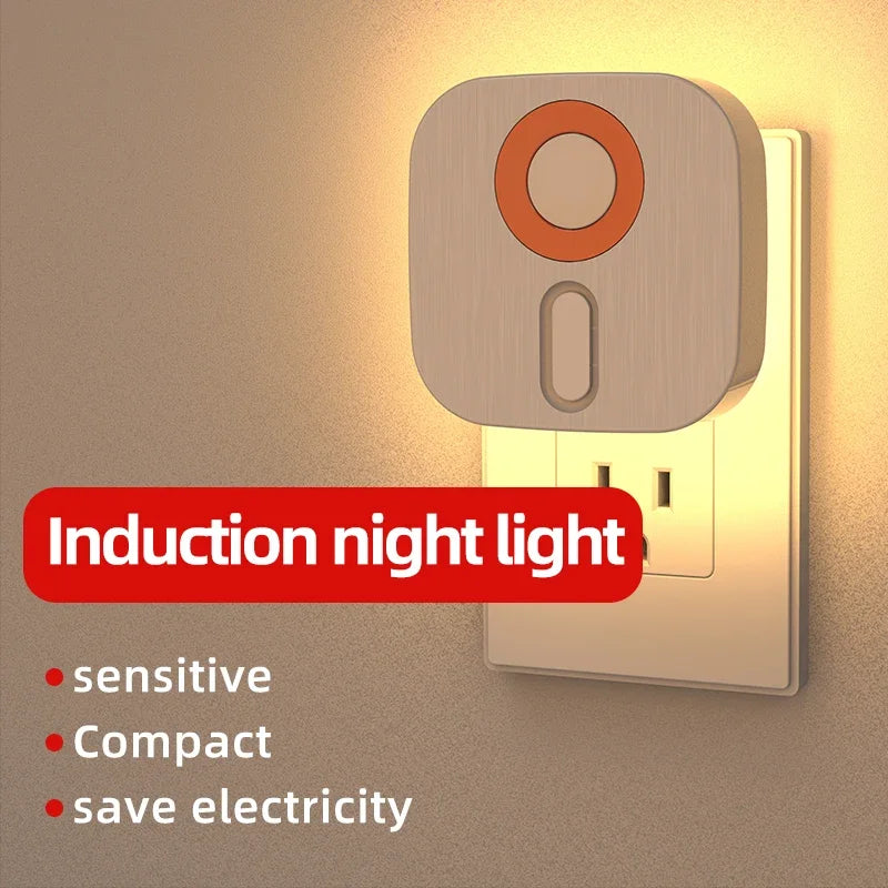 Motion Sensor LED Night Light – Auto On/Off Plug Lamp (7 Colors, Dimmable)
