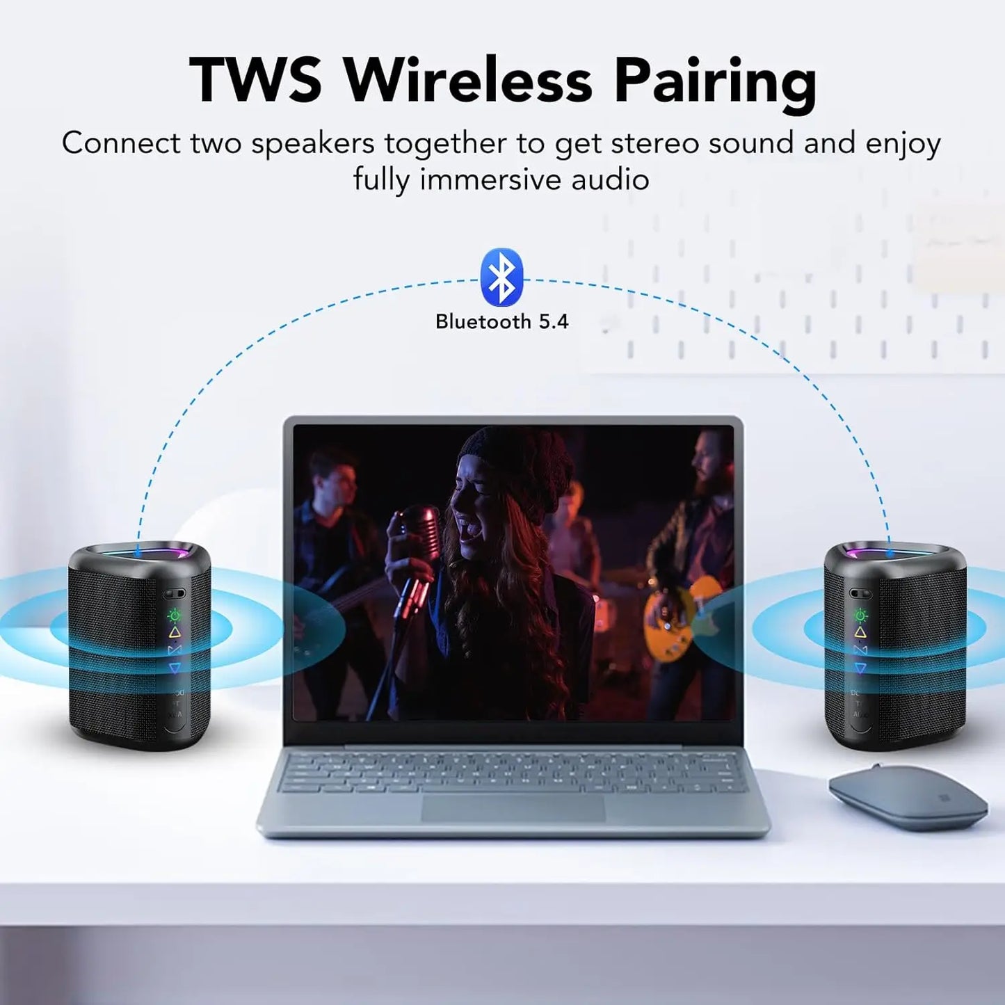 Portable Bluetooth Speaker with LED Lights – 24H Playtime