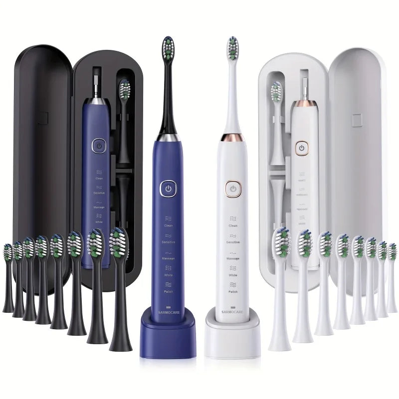 Sonic Electric Toothbrush – 6 Brush Heads, Waterproof, Rechargeable (5 Modes)
