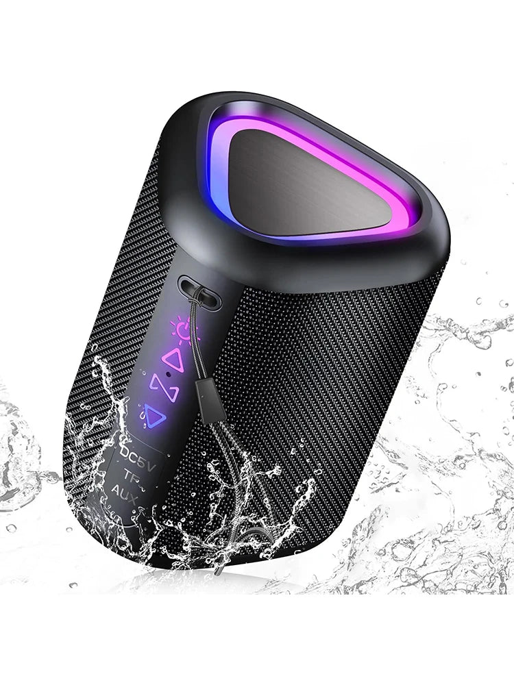 Portable Bluetooth Speaker with LED Light – Waterproof Bass Speaker