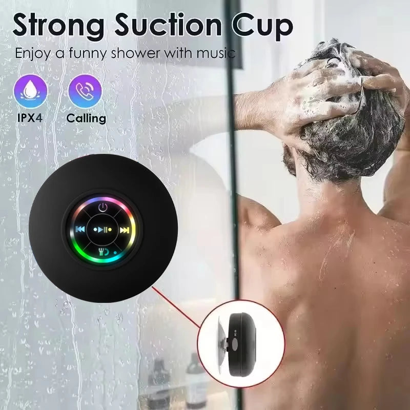 Waterproof Bluetooth Shower Speaker with Suction Cup & LED Light