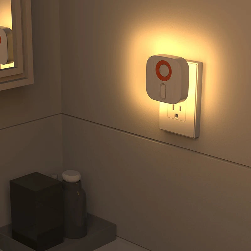 Motion Sensor LED Night Light – Auto On/Off Plug Lamp (7 Colors, Dimmable)