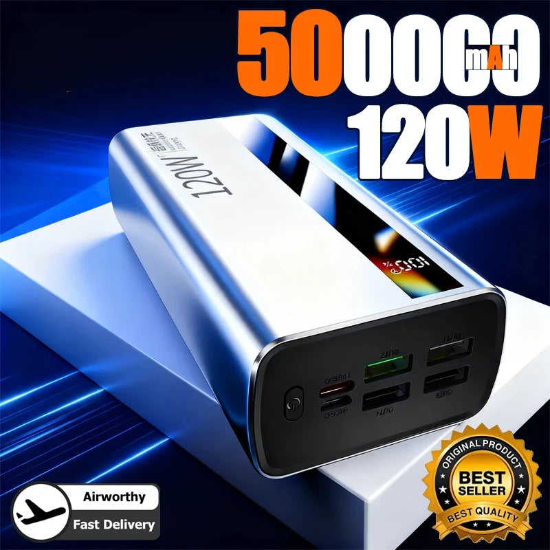 Ultra Fast 50000mAh Power Bank – 120W LED Display Portable Charger