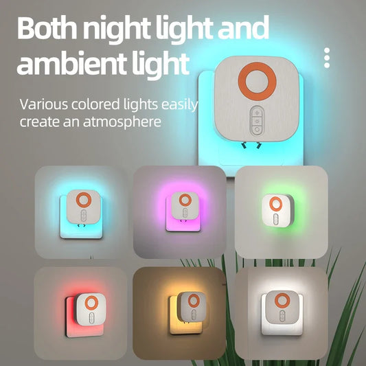 Motion Sensor LED Night Light – Auto On/Off Plug Lamp (7 Colors, Dimmable)