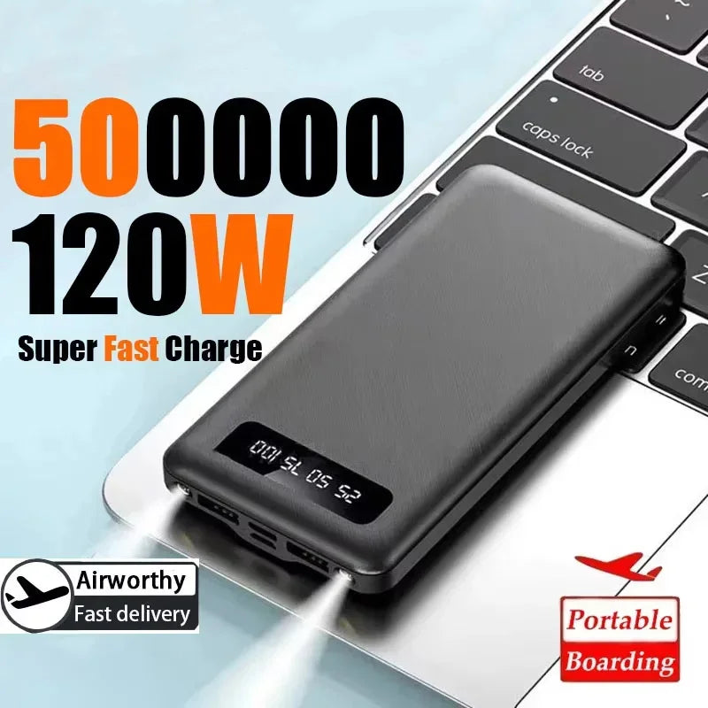 Ultra Fast 50000mAh Power Bank – LED Display & 120W Charging