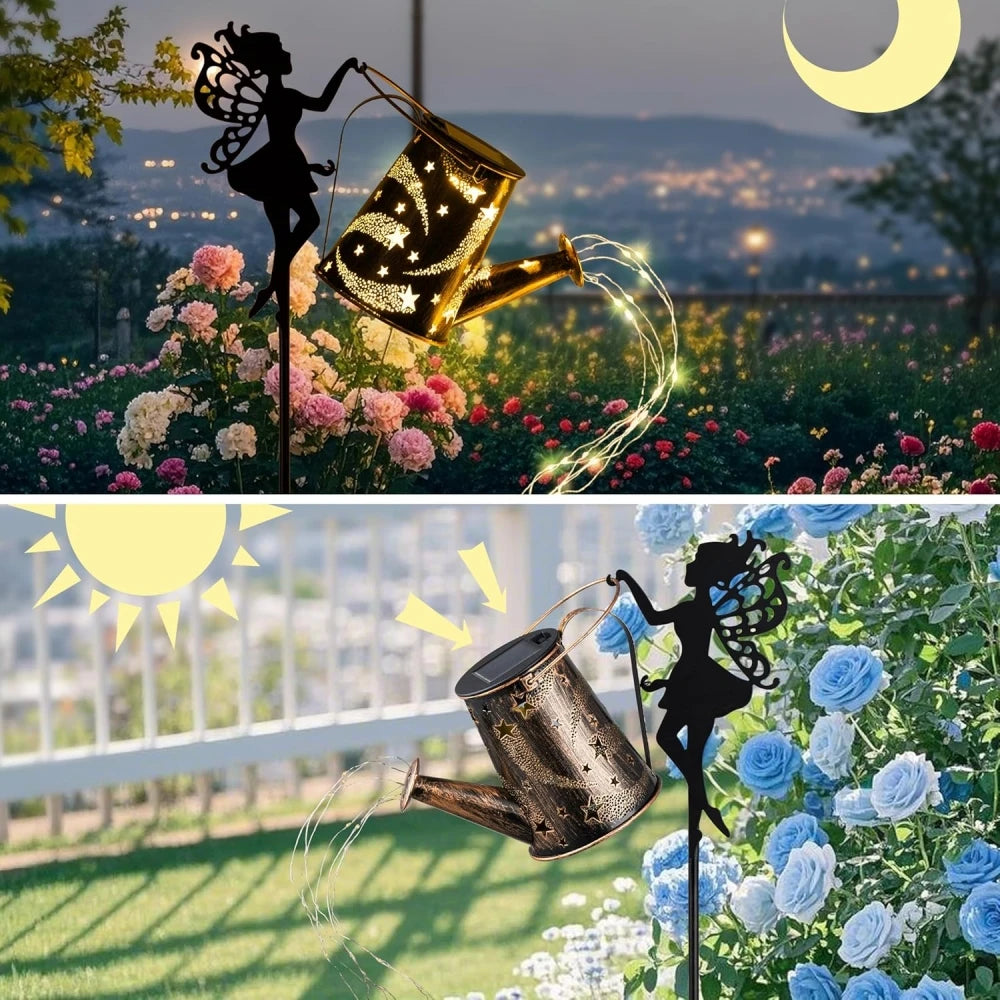 Solar Watering Can Fairy Lights – Outdoor Garden Decor (Waterproof LED Lantern)