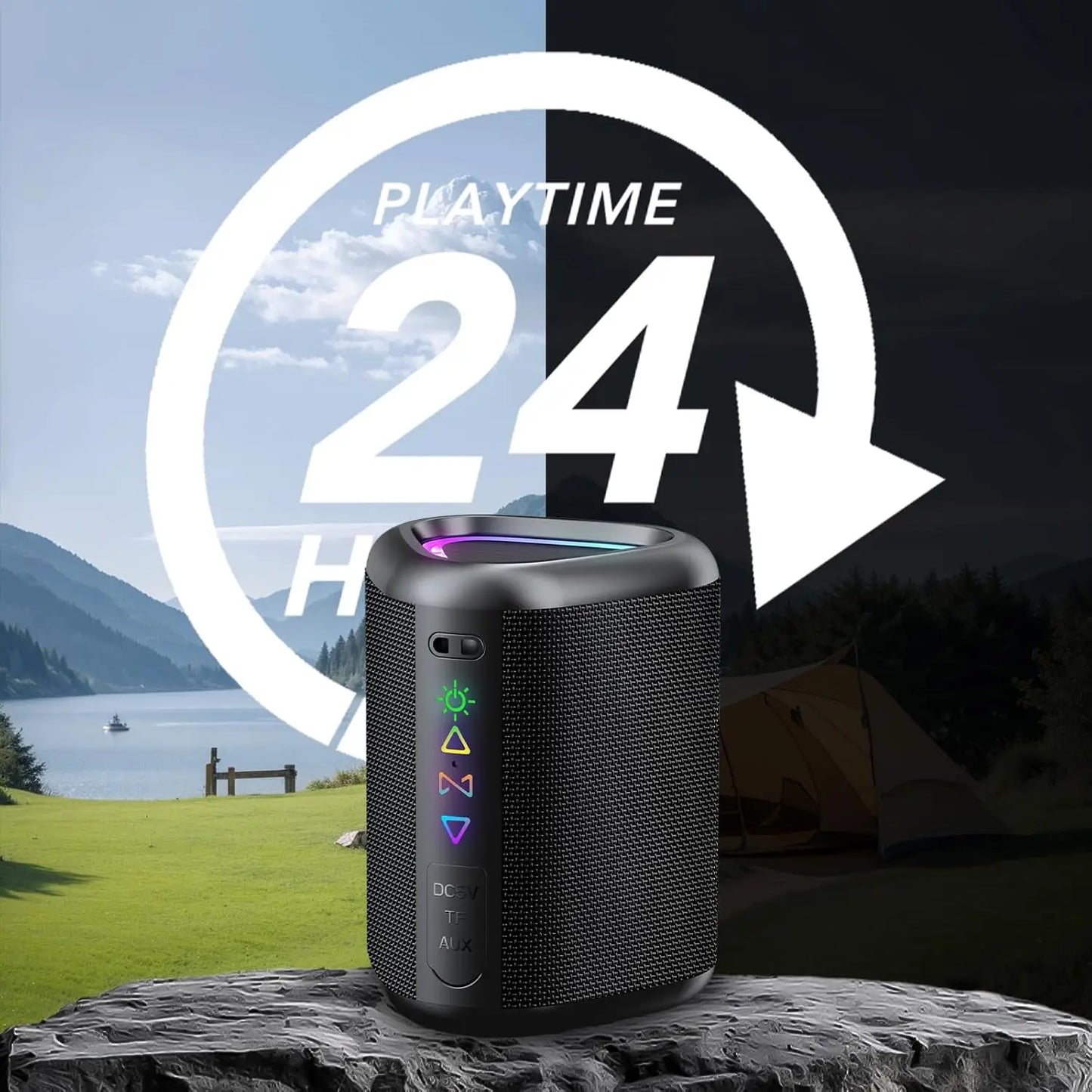 Portable Bluetooth Speaker with LED Lights – 24H Playtime