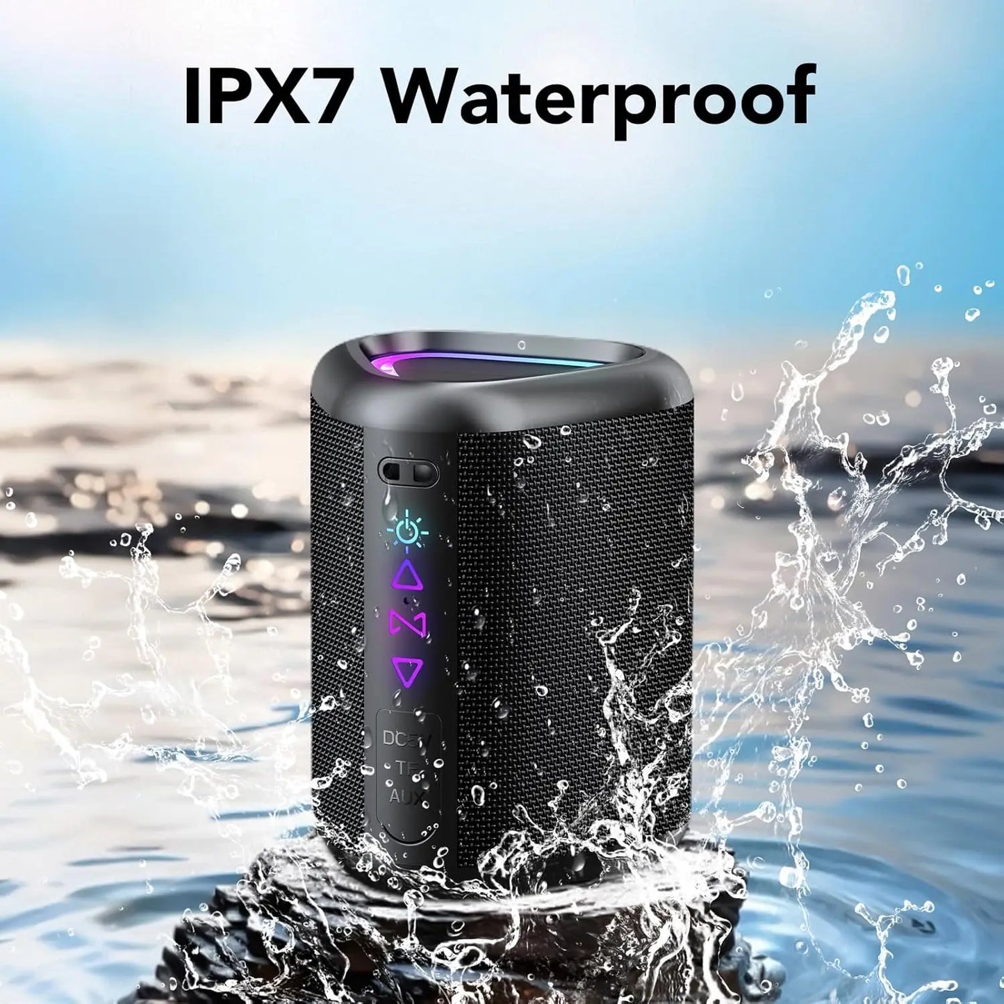 Portable Bluetooth Speaker with LED Lights – 24H Playtime
