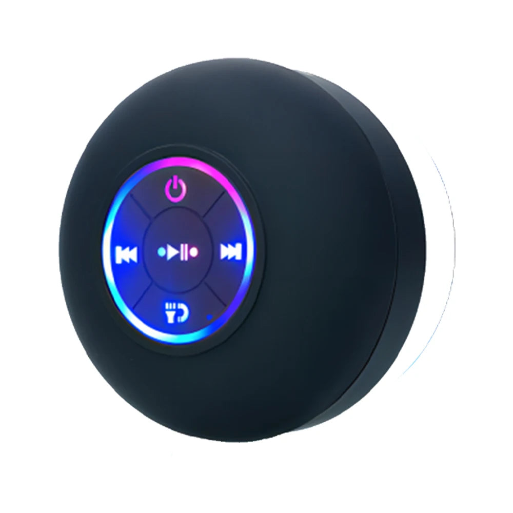 Waterproof Bluetooth Shower Speaker with Suction Cup & LED Light