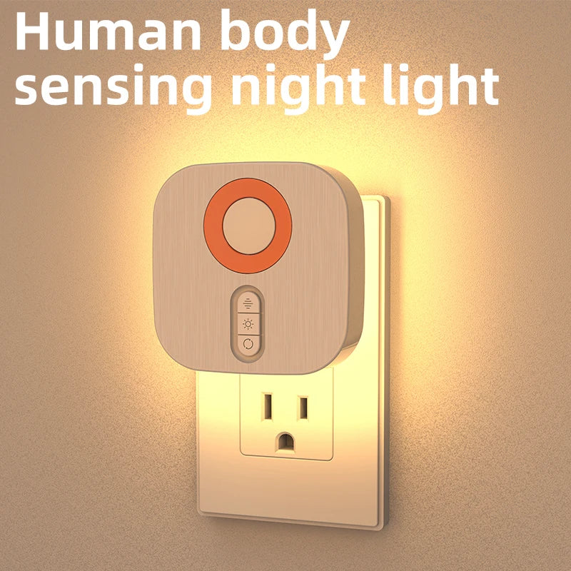 Motion Sensor LED Night Light – Auto On/Off Plug Lamp (7 Colors, Dimmable)