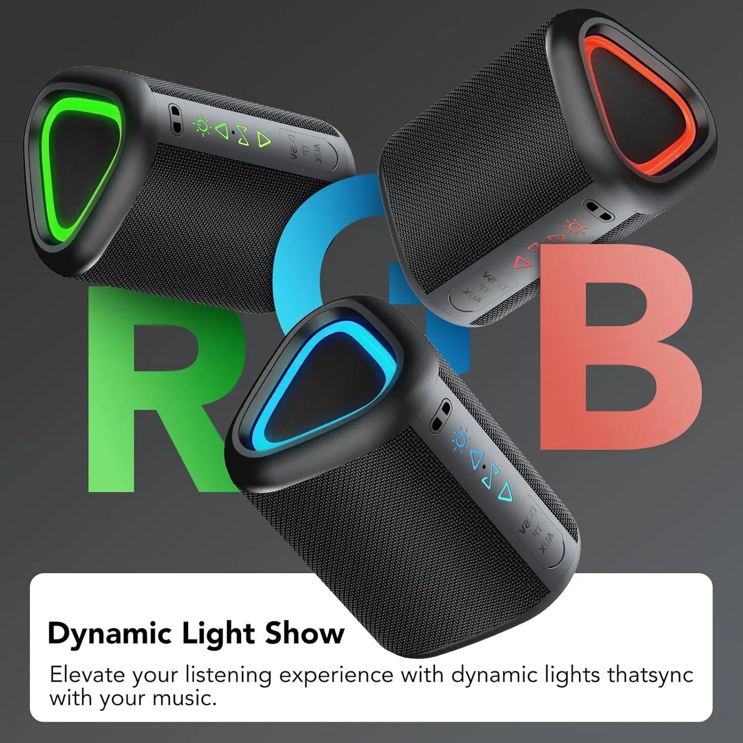 Portable Bluetooth Speaker with LED Light – Waterproof Bass Speaker