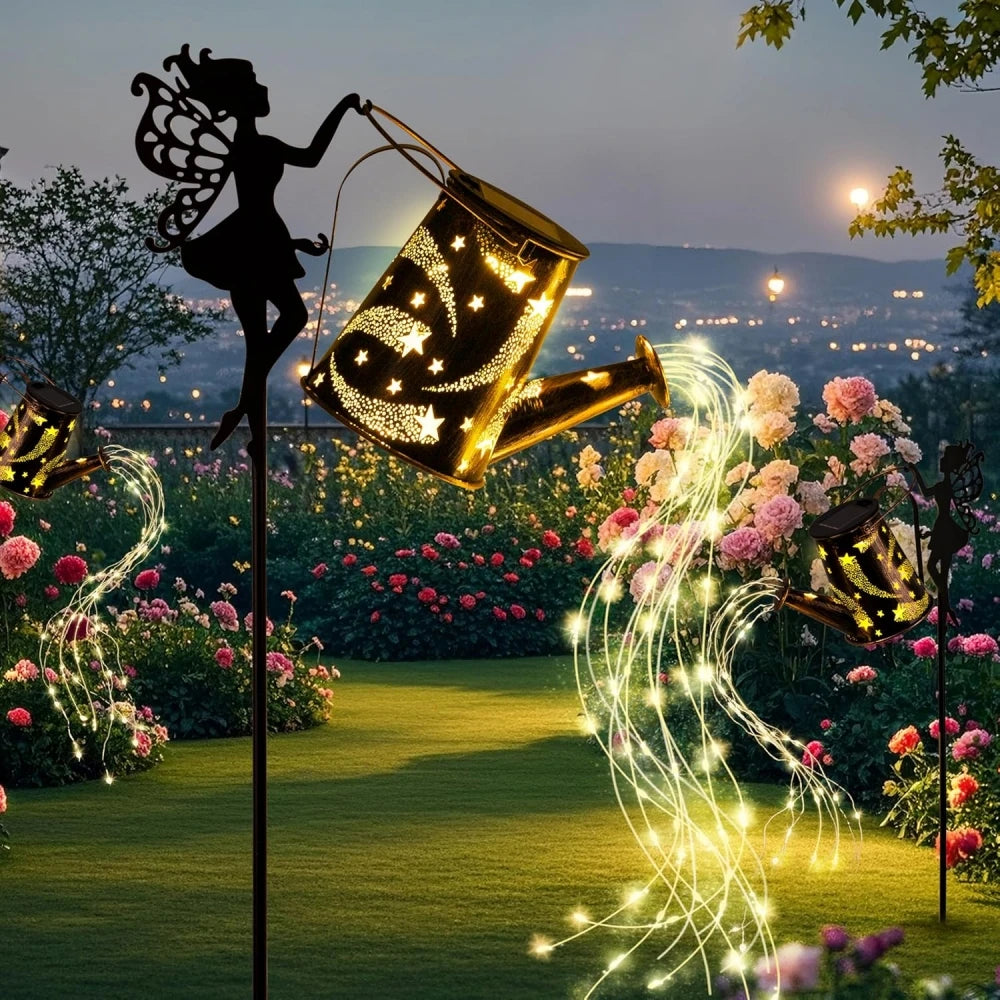 Solar Watering Can Fairy Lights – Outdoor Garden Decor (Waterproof LED Lantern)