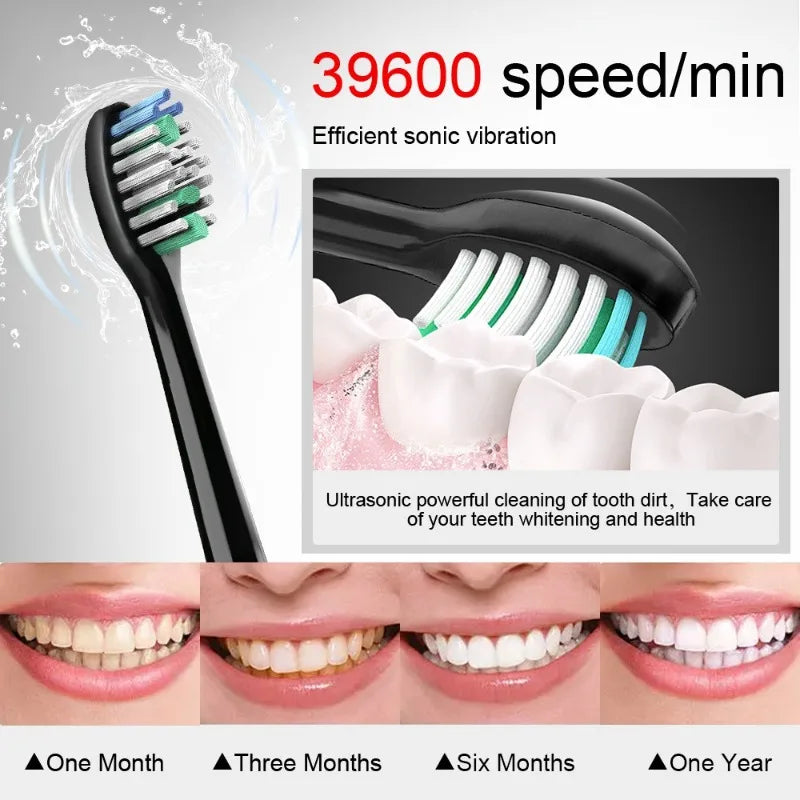 Sonic Electric Toothbrush – 6 Brush Heads, Waterproof, Rechargeable (5 Modes)