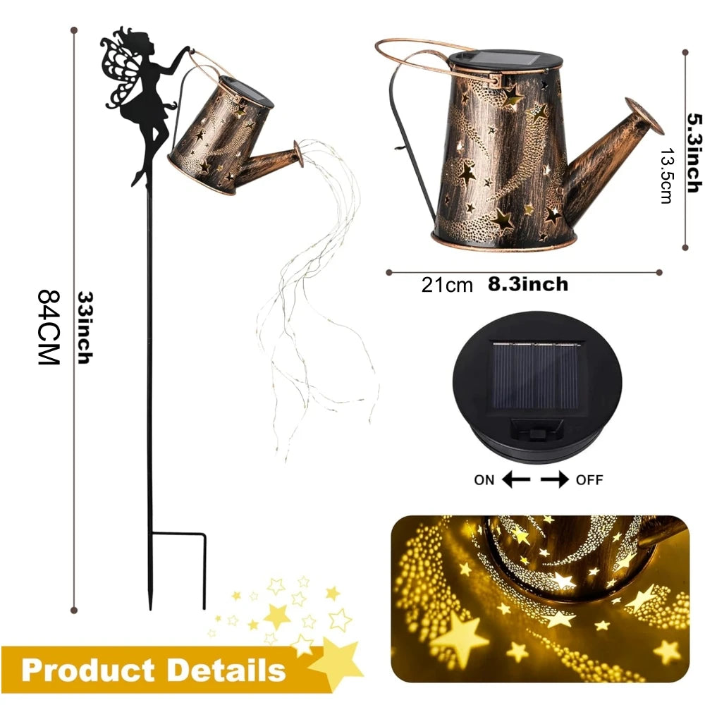 Solar Watering Can Fairy Lights – Outdoor Garden Decor (Waterproof LED Lantern)