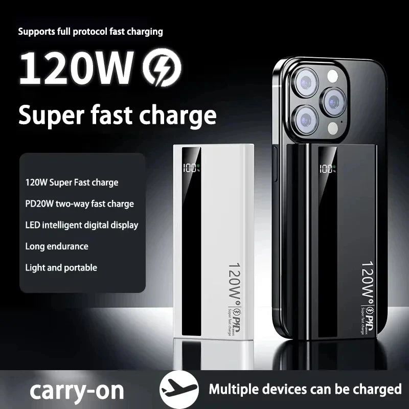 Ultra Fast 50000mAh Power Bank – 120W LED Display Portable Charger