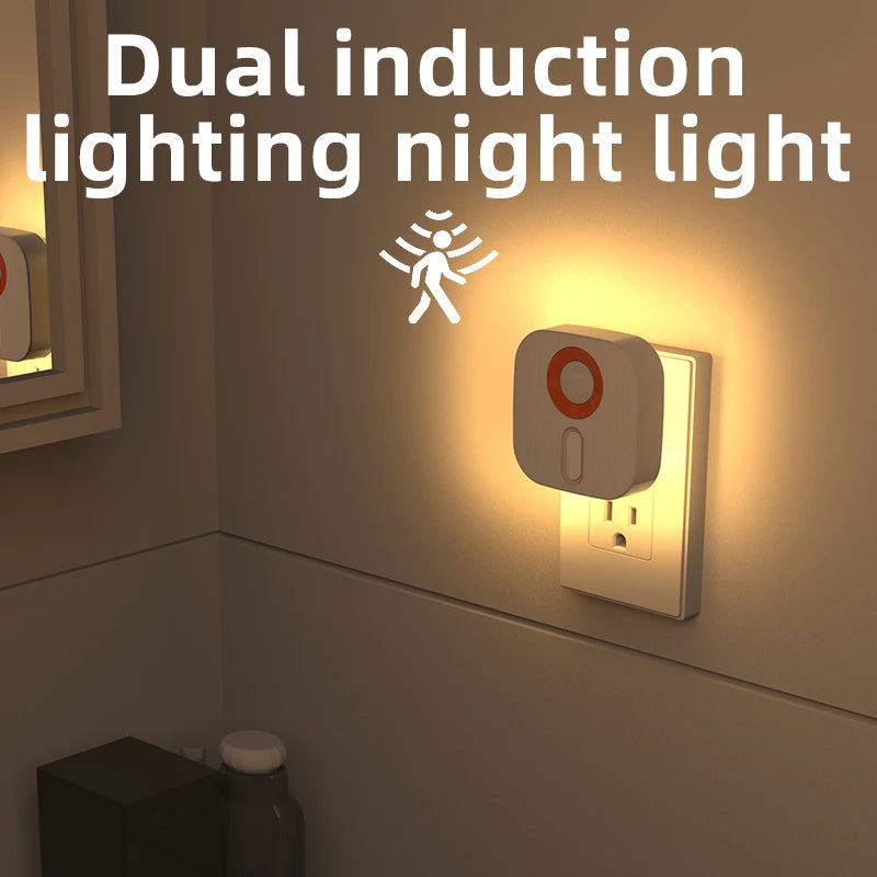 Motion Sensor LED Night Light – Auto On/Off Plug Lamp (7 Colors, Dimmable)
